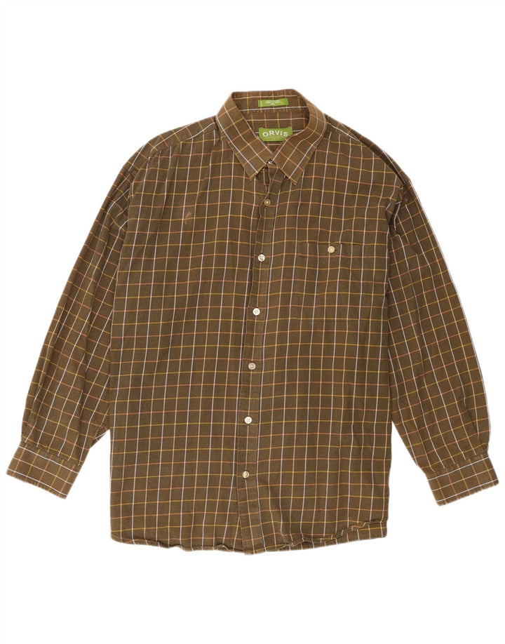 Orvis Herreskjorte 2XL Khaki Ternet Bomuld