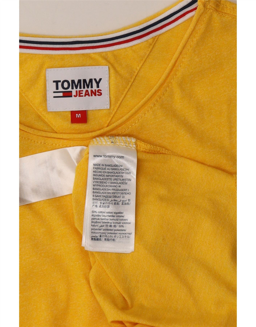 TOMMY HILFIGER T-shirt top til kvinder UK 14 Medium gul bomuld