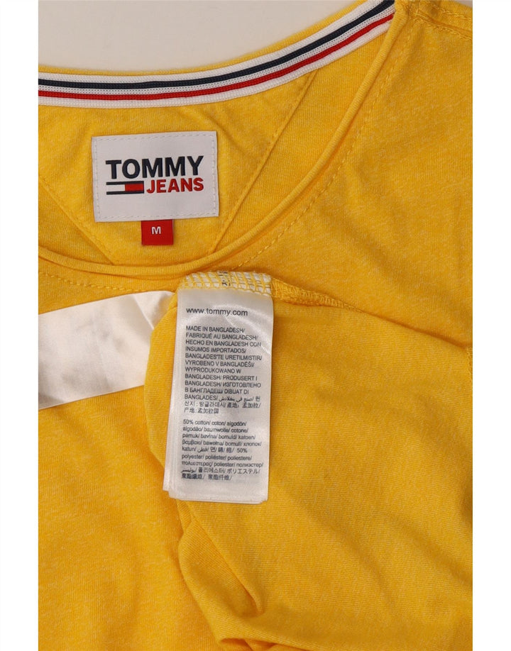 TOMMY HILFIGER T-shirt top til kvinder UK 14 Medium gul bomuld