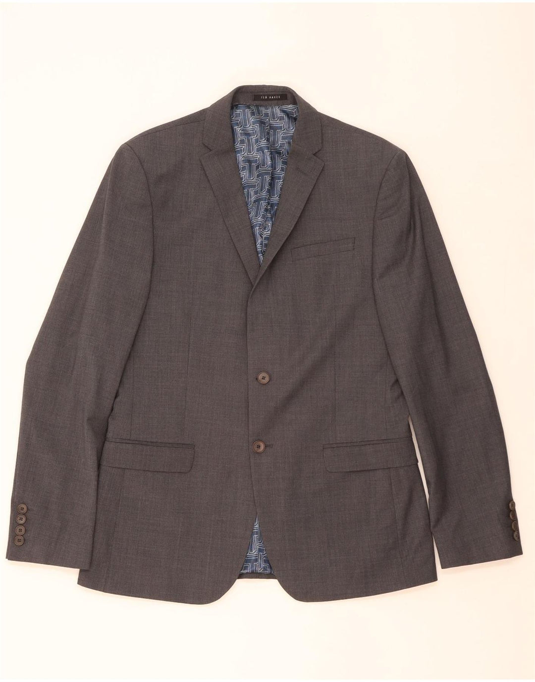 TED BAKER Herre 2-knaps Slim Fit Blazer Jacket UK 40 Stor Grå Uld