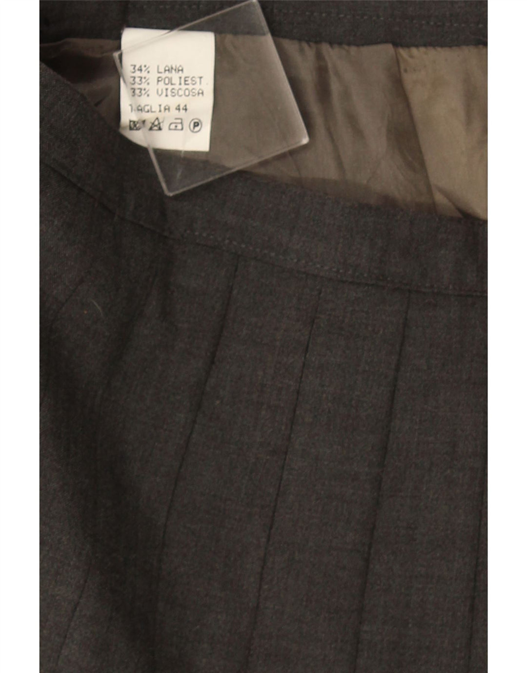 Vintage damekniv plisseret nederdel IT 44 Medium W32 Grå uld