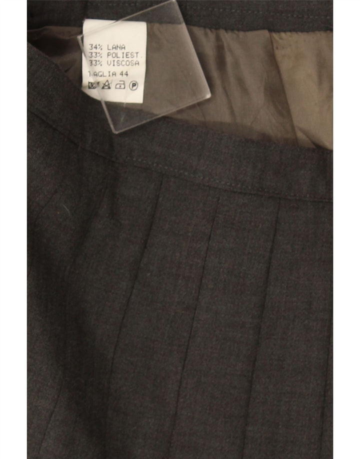 Vintage damekniv plisseret nederdel IT 44 Medium W32 Grå uld