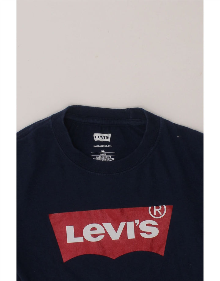 LEVI'S Boys Graphic T-Shirt Top 4-5 Years Navy Blue Cotton Vintage Levi's and Second-Hand Levi's from Messina Hembry 