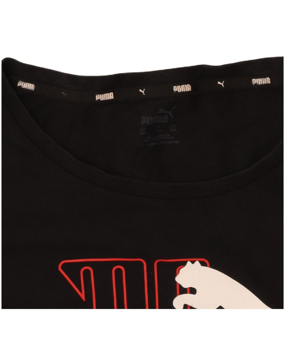 PUMA Mens Graphic T-Shirt Top 2XL Black