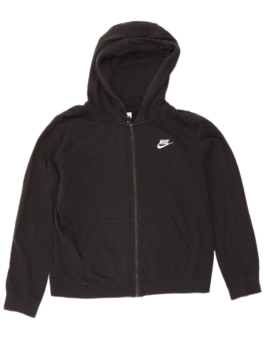 Nike hættetrøje med lynlås til kvinder UK 14 Medium Sort bomuld