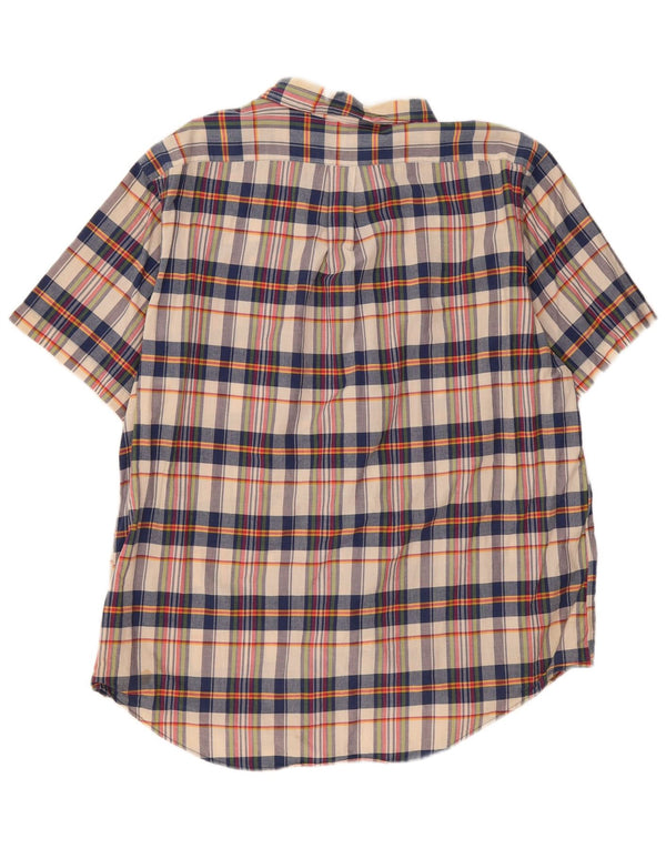 Ralph Lauren kortærmet herreskjorte 2XL beige ternet bomuld