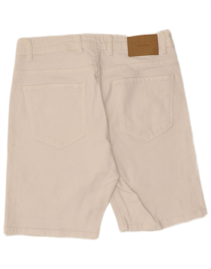 Zara Herre Denim Shorts EU 42 Large W32 Hvid Bomuld