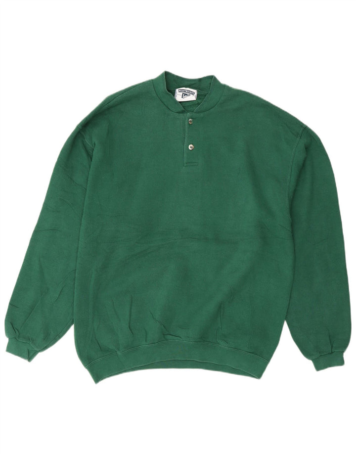 Lee Herre Button Neck Sweatshirt Jumper Medium Green