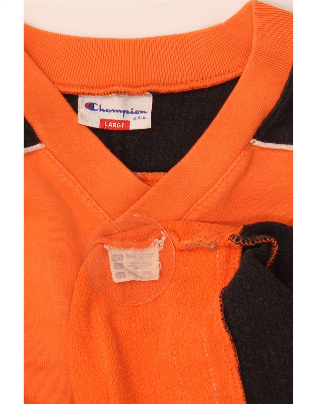 Champion Herre Grafisk Sweatshirt Jumper Large Orange Colourblock Bomuld