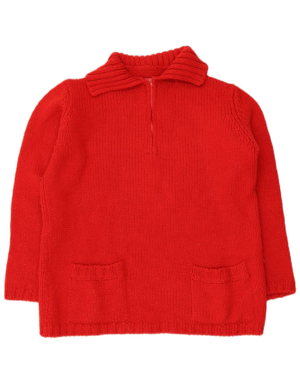 Vintage Dame Polo Neck Jumper Sweater UK 16 Large Red Merino Wool