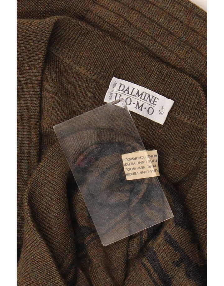 DALMINE Herre Cardigan Sweater IT 52 Large Khaki Paisley New Wool
