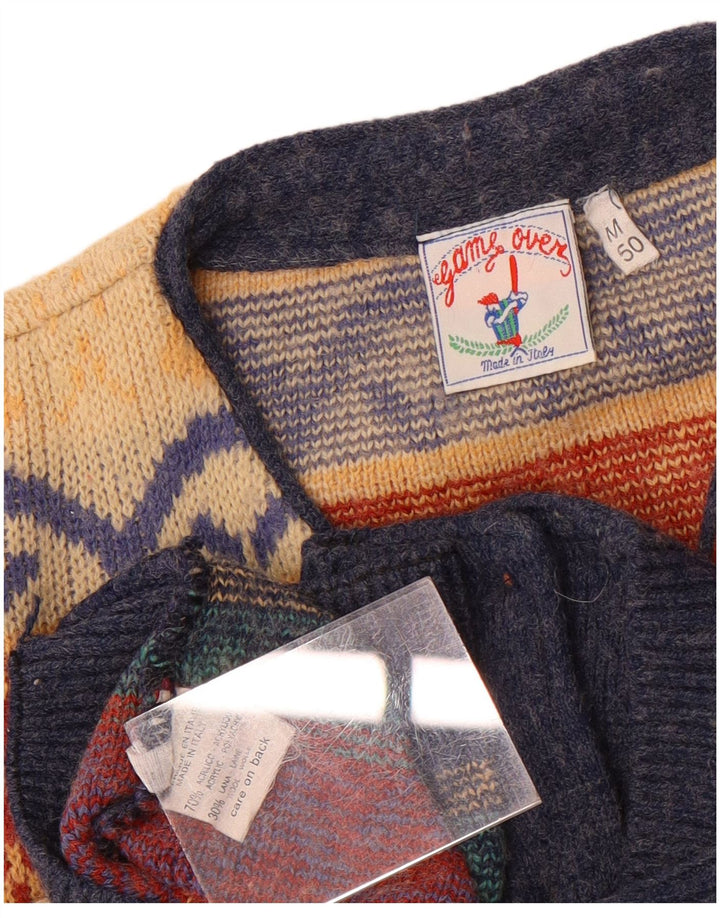 Vintage herre cardigan sweater IT 50 Medium Flerfarvet Fair Isle