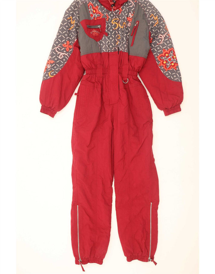 X-Cape Dame Ski Jumpsuit UK 10 Lille Rød Geometrisk Nylon