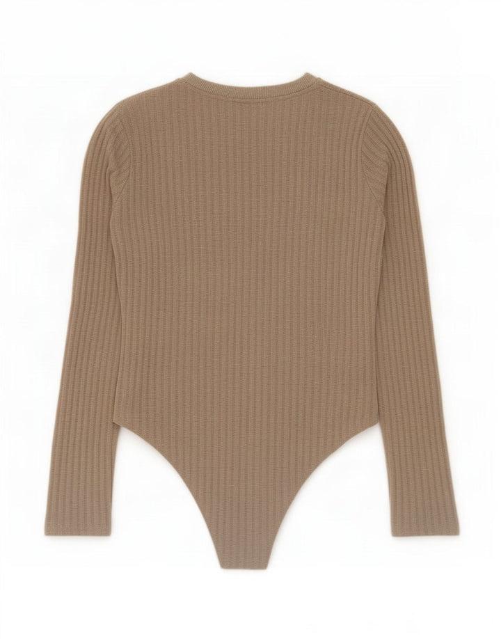 Zara langærmet bodysuit til kvinder UK 12 Medium Beige Flecked