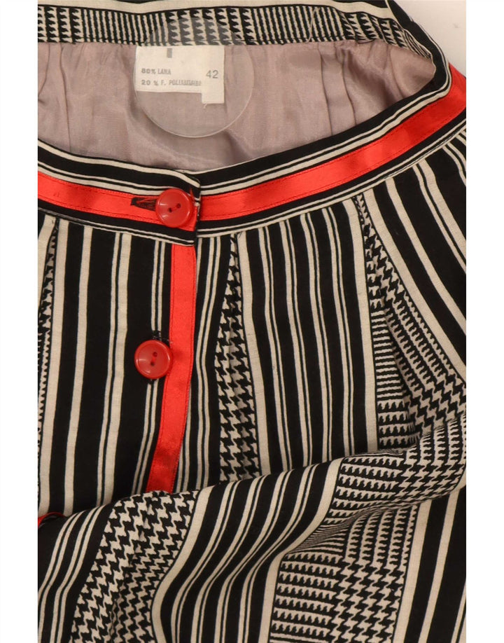 Vintage A-line nederdel til kvinder IT 42 Medium W25 Sort Houndstooth Uld