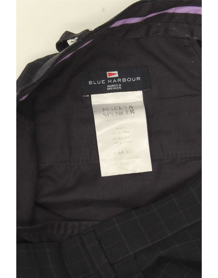 Marks & Spencer Herre Blue Harbor Straight Suit Bukser W36 L31 Navy Check