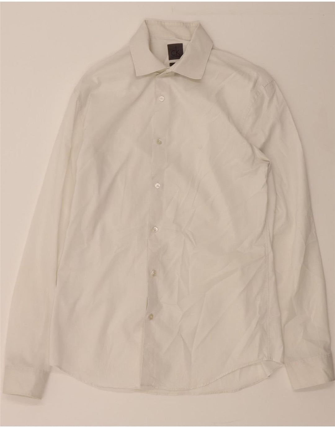 CALVIN KLEIN Mens Slim Fit Shirt Size 39 15 Medium White Cotton Vintage Calvin Klein and Second-Hand Calvin Klein from Messina Hembry 