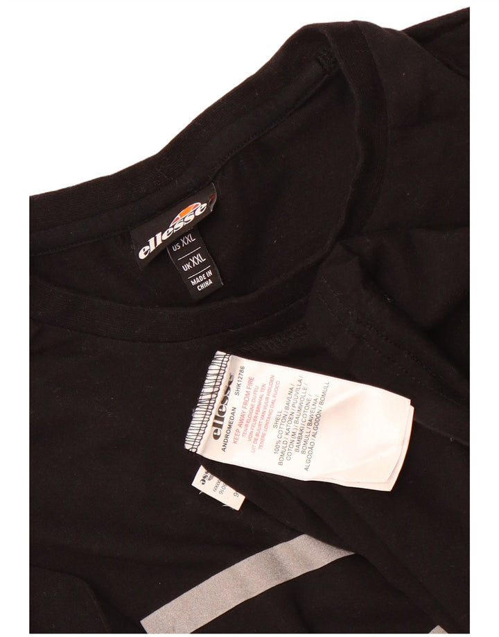 Ellesse Herre Grafisk T-Shirt Top 2XL Sort Bomuld