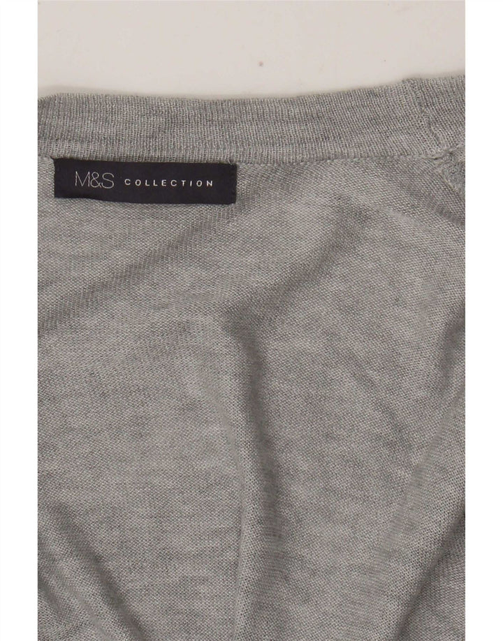 Marks & Spencer Dame Asymmetrisk V-hals Jumper Sweater UK 14 Medium Grey