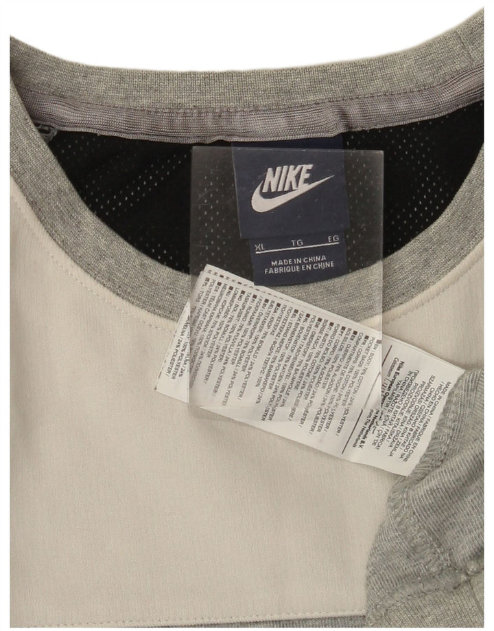NIKE Sweatshirt til mænd XL Grå Colourblock Bomuld