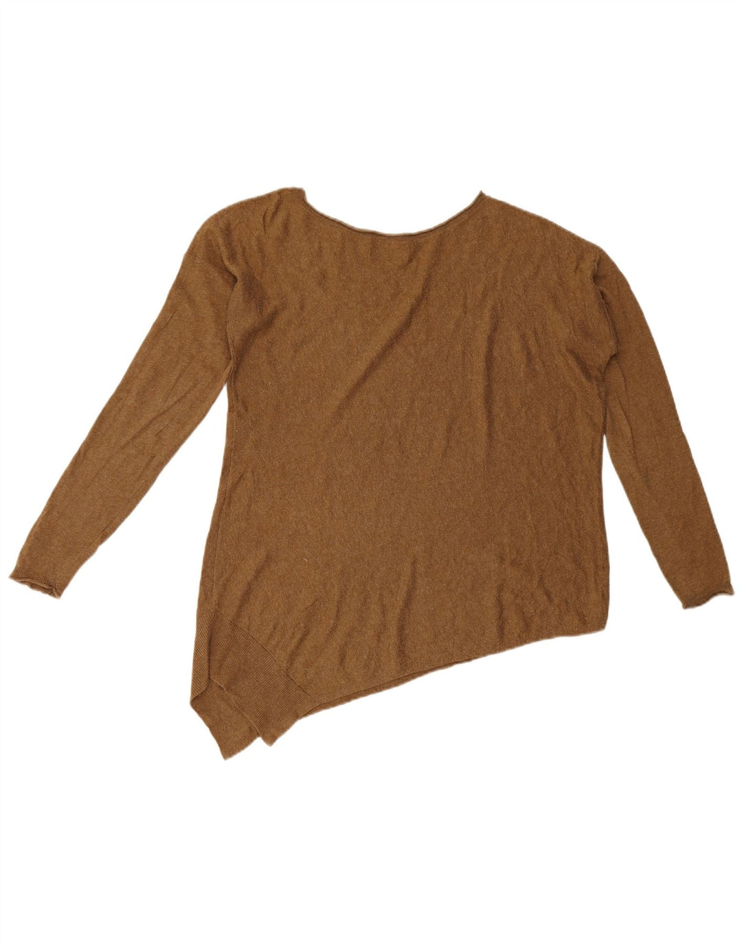 Zara Dame Asymmetrisk Boat Neck Jumper Sweater UK 14 Medium Brun