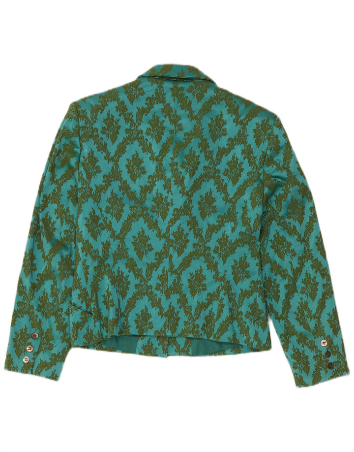 Oilily Womens Crop 2-knaps blazerjakke EU 38 Medium Turkis Paisley