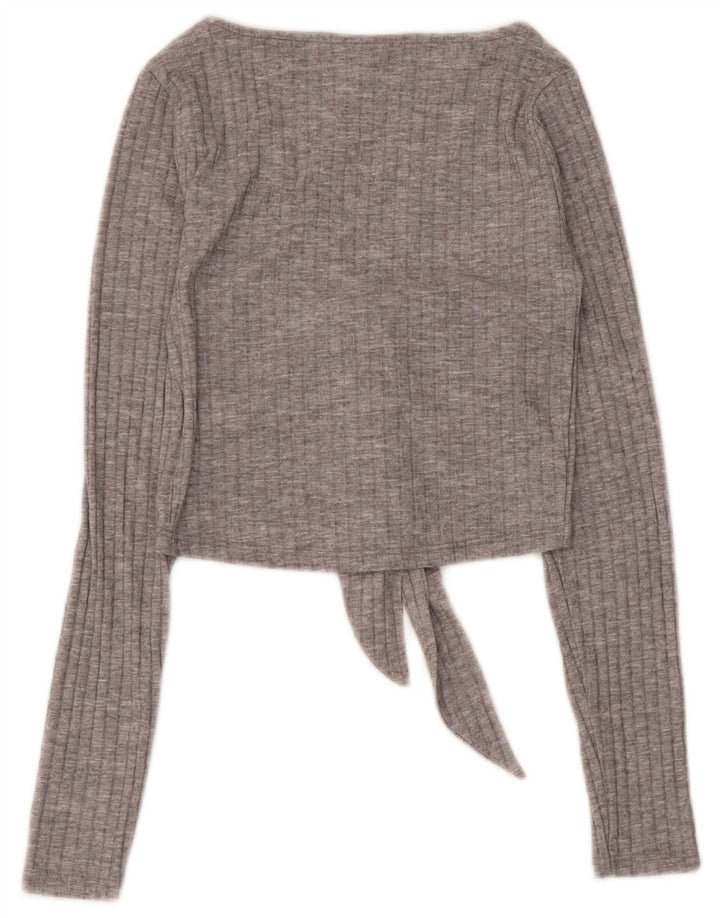 Topshop Dame Langærmet Crop Top UK 6 XS Grå Polyester