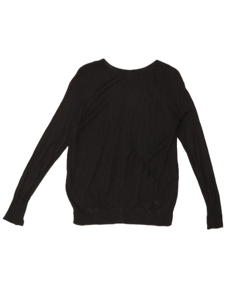 Zara Dame Boat Neck Jumper Sweater UK 10 Small Black Viscose