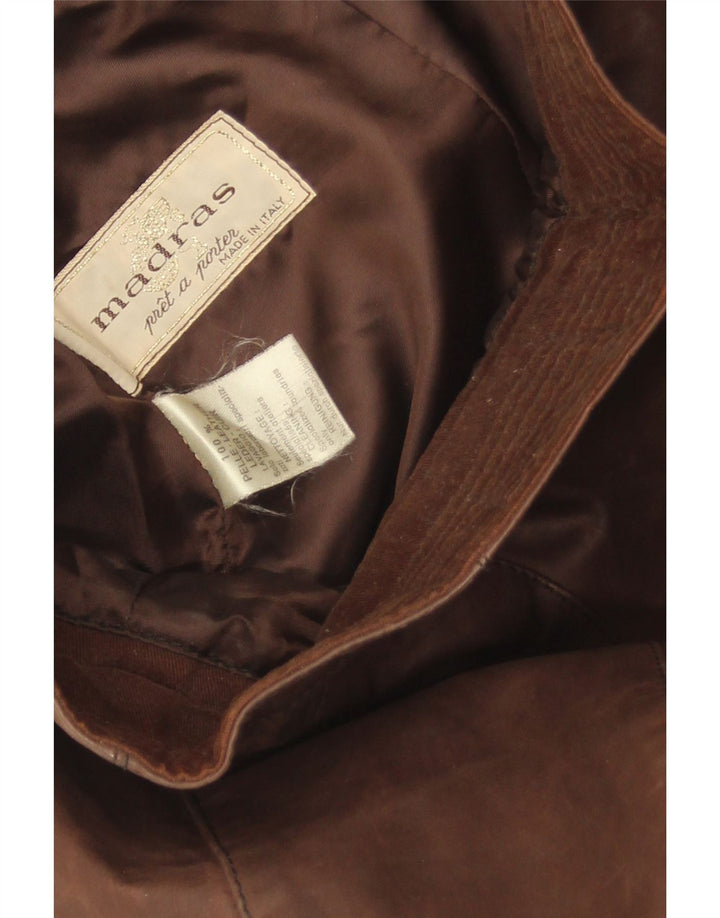 Vintage lædernederdel til kvinder W28 medium brunt læder