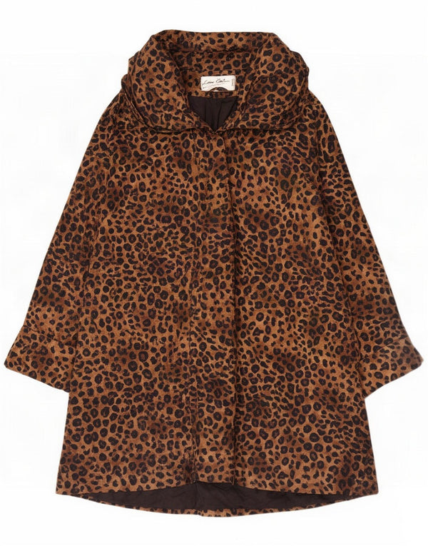Lorena Conti Dame Overfrakke UK 22 3XL Brown Animal Print