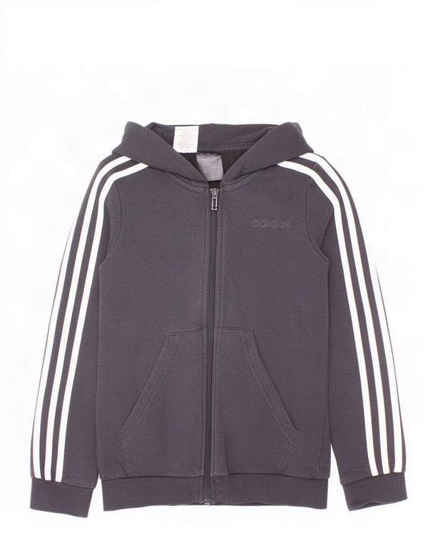 Adidas hættetrøje med lynlås til drenge 9-10 år sort bomuld