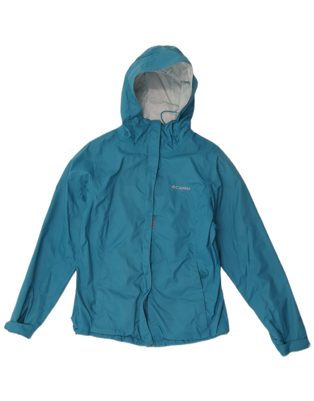 Columbia Dame Hætte Oversized Regnjakke UK 10 Lille Blå Nylon