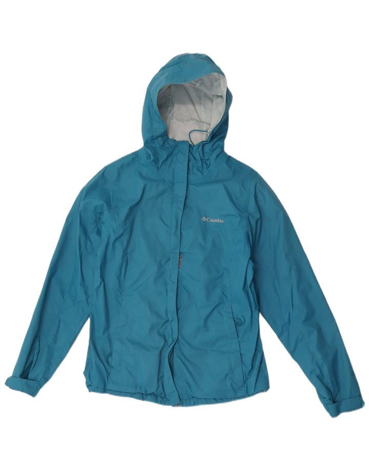 Columbia Dame Hætte Oversized Regnjakke UK 10 Lille Blå Nylon