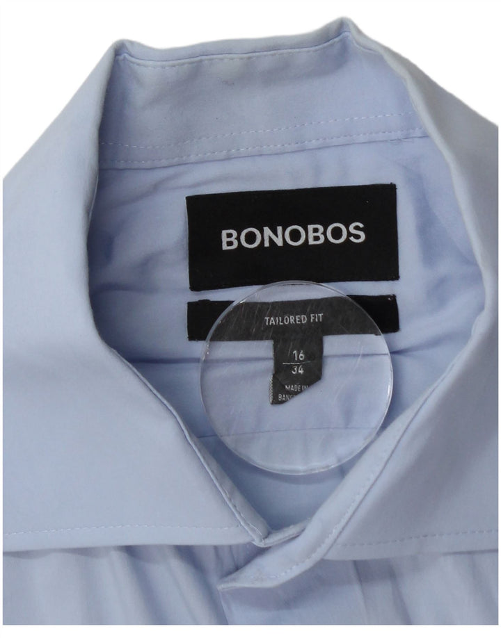 BONOBOS Herre Skræddersyet Fit Pullover Shirt Størrelse 16 Large Blue Cotton