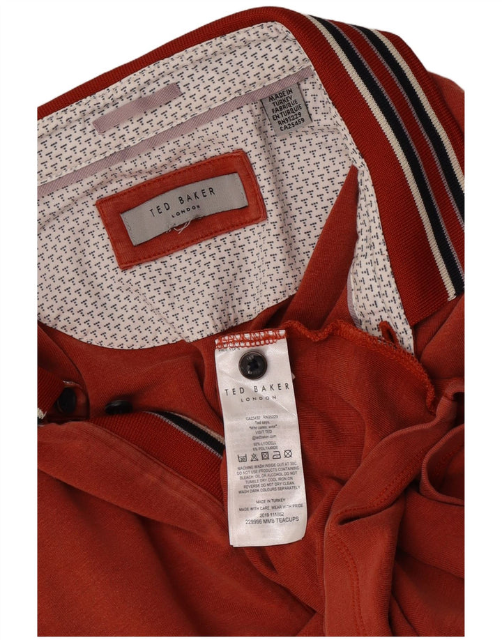 Ted Baker Herre Polo Shirt XL Orange Stribet Lyocell