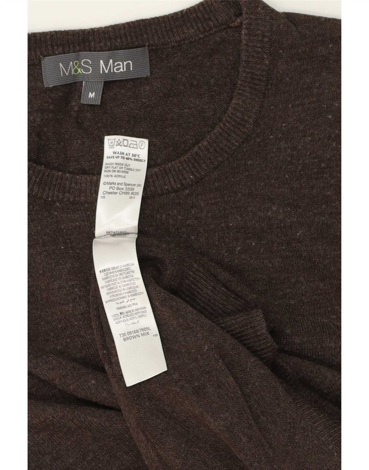 Marks & Spencer Herre sweater med rund hals, medium brun akryl