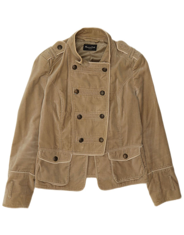 Massimo Dutti Dame Dobbeltradet Military Blazer Jacket UK 18 XL Beige