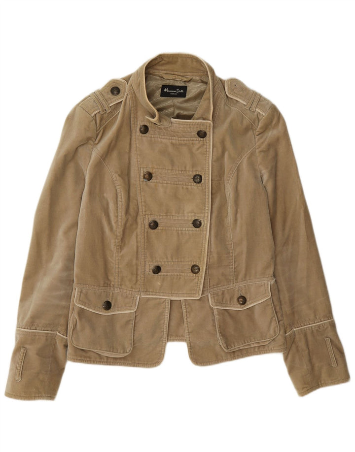 Massimo Dutti Dame Dobbeltradet Military Blazer Jacket UK 18 XL Beige
