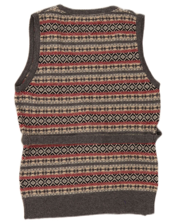 Tommy Hilfiger Dame Vest Tank Top UK 14 Large Grey Fair Isle Lambswool