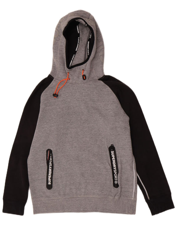 Superdry grafisk hættetrøje til kvinder UK 18 XL Grå Colourblock Bomuld