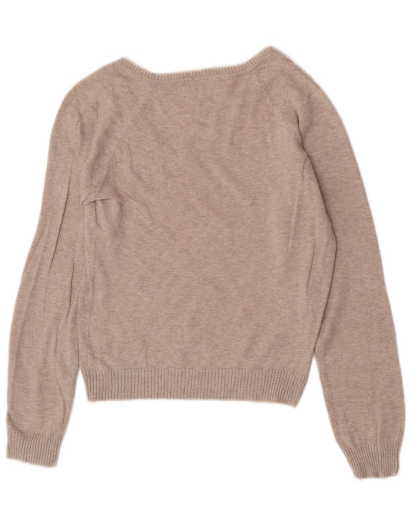 Zara Womens Crop V-hals sweater UK 12 Medium Grey Argyle/Diamond