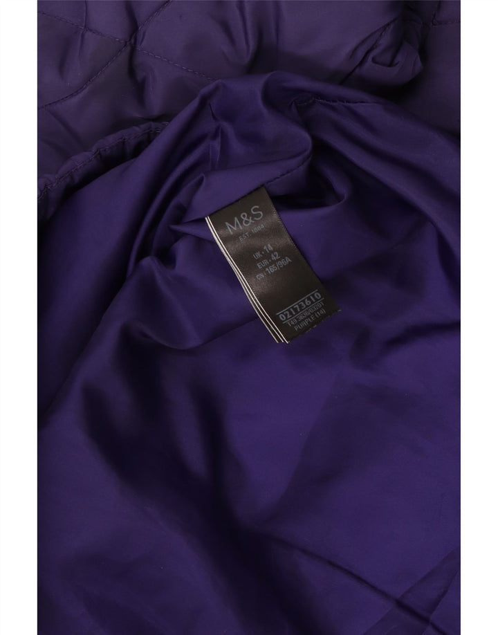 Marks & Spencer Quiltet overfrakke til kvinder UK 14 Stor lilla polyester