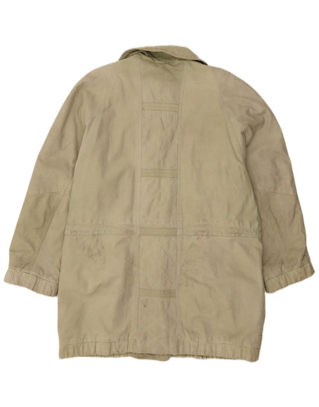 Vintage oversized læderfrakke til kvinder EU 44 XL Grønt læder