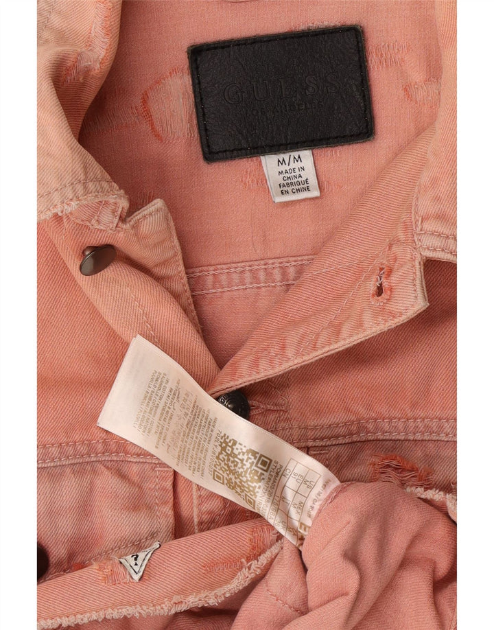 Guess Womens Grafisk Denim Gilet UK 14 Medium Pink Bomuld