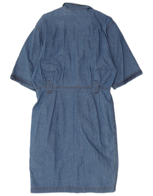 Vintage Dame 3/4-ærmet denimkjole EU 40 Large Blue Cotton