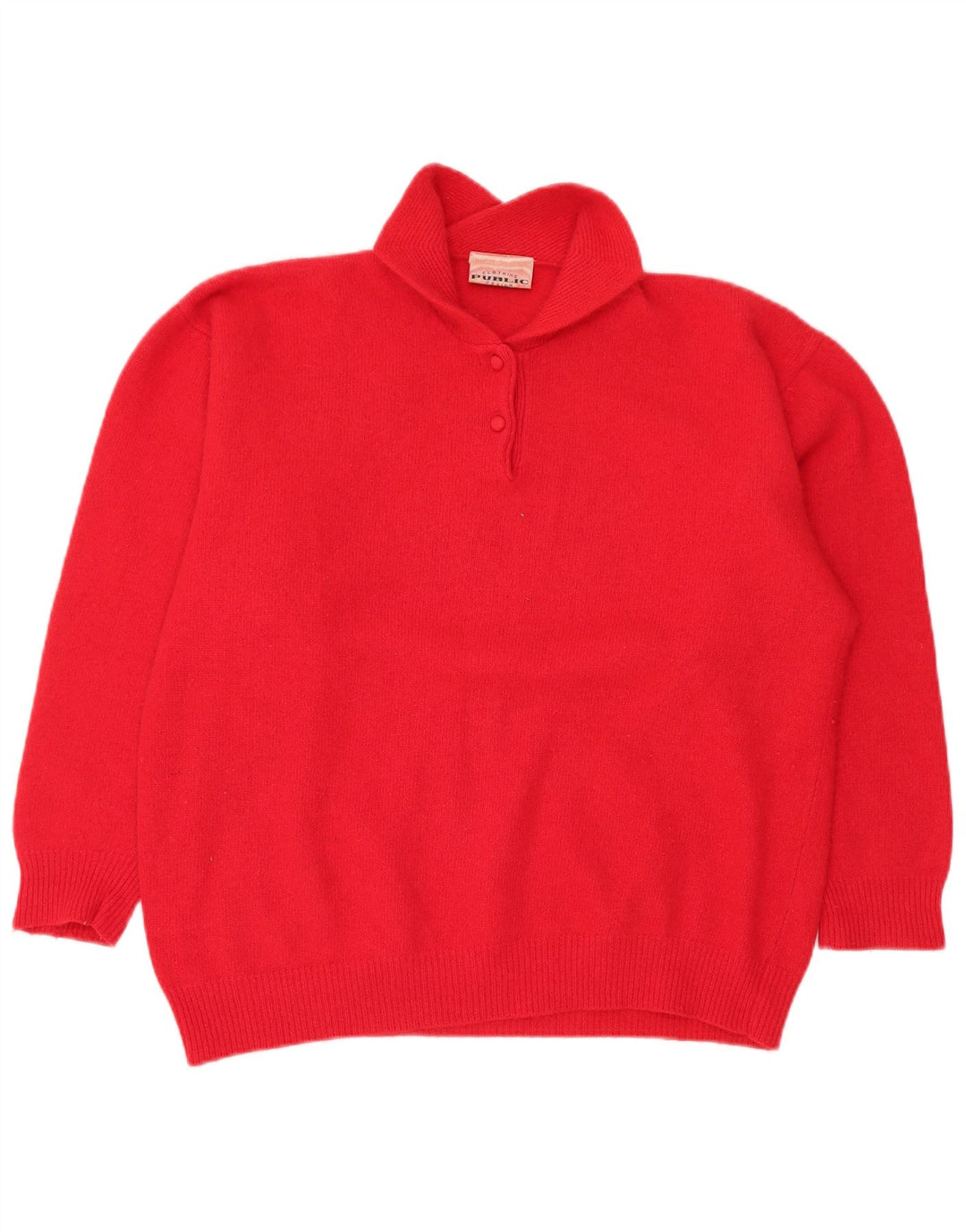 Offentlig Dame Polo Neck Jumper Sweater EU 44 XL Rød Uld