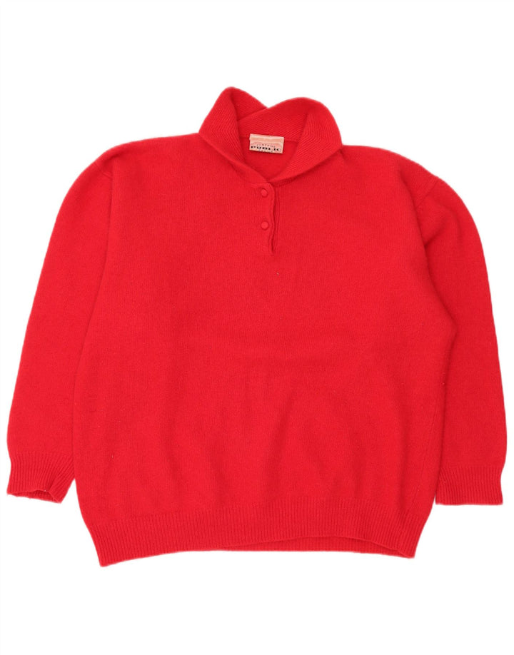 Offentlig Dame Polo Neck Jumper Sweater EU 44 XL Rød Uld