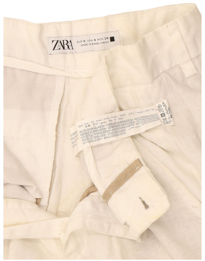Zara Chino Shorts til kvinder Small W30 Hvid hør