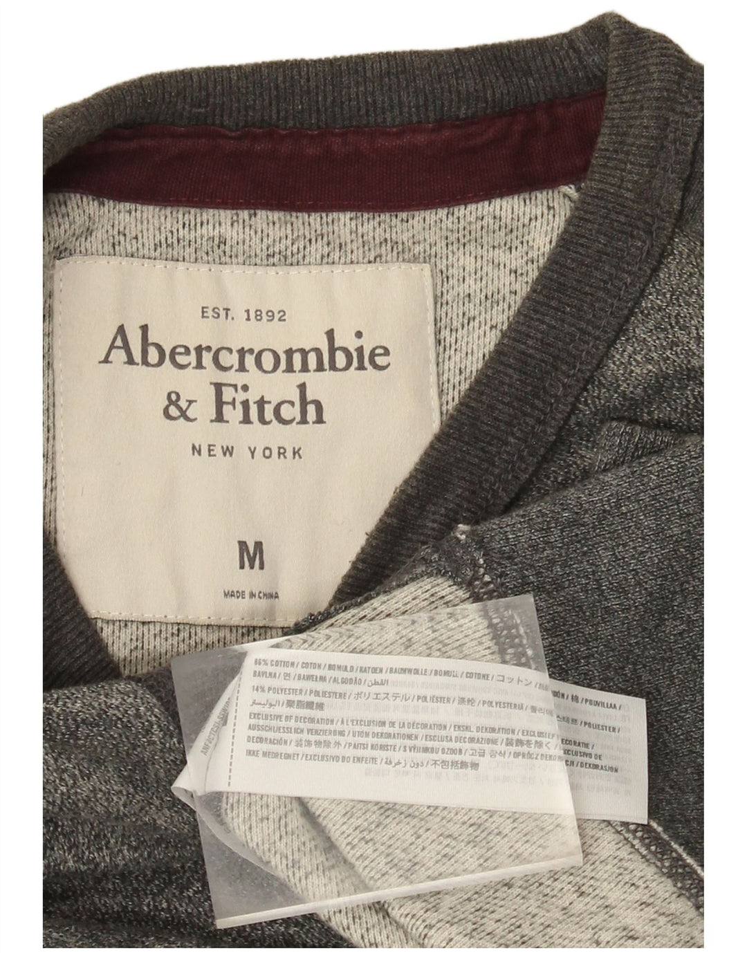 ABERCROMBIE & FITCH Sweatshirt til mænd Medium Grå Colourblock Bomuld