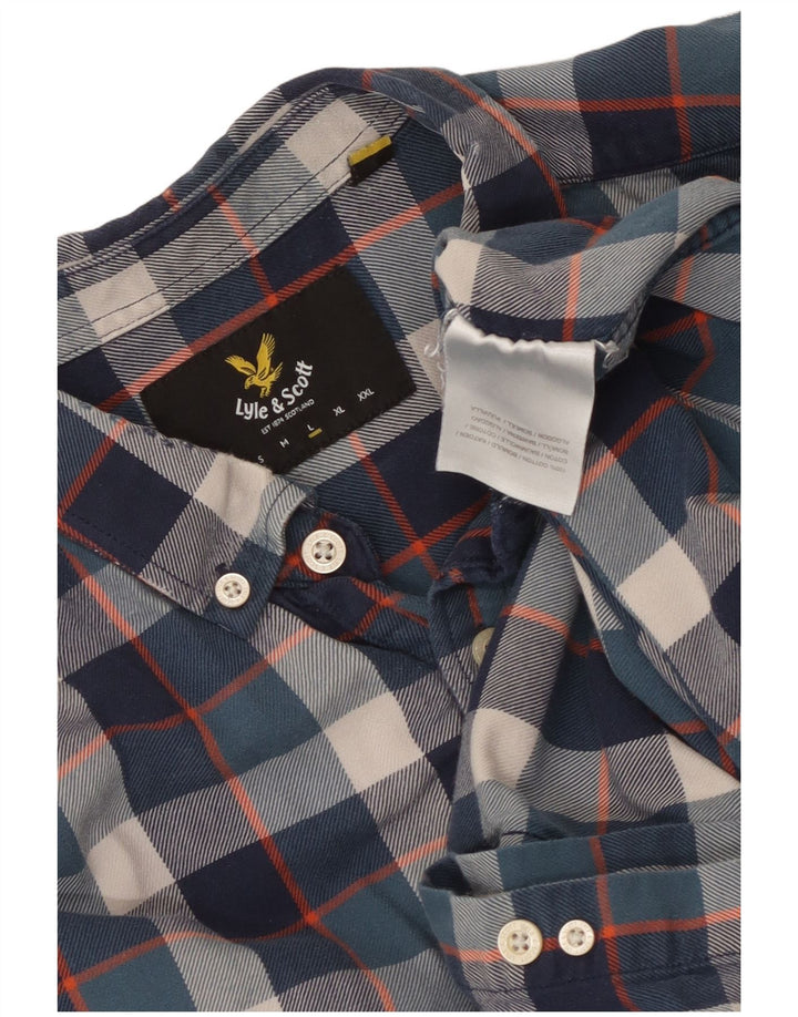 Lyle & Scott herreskjorte stor marineblå ternet bomuld